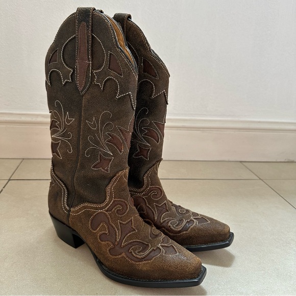 J.B. Dillon Shoes - J.B. Dillon Women's Brown Leather Cowgirl Western Boots Size 6